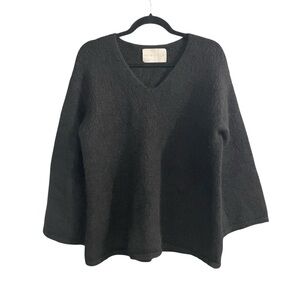 NUWOOLA Wool Alpaca V-Neck Bell Wide Sleeve Sweater S